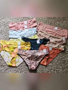 Auden Victoria Secret Women's Lace Trim Bikini Thong Cheeky Panty Lot Of 14 NWT